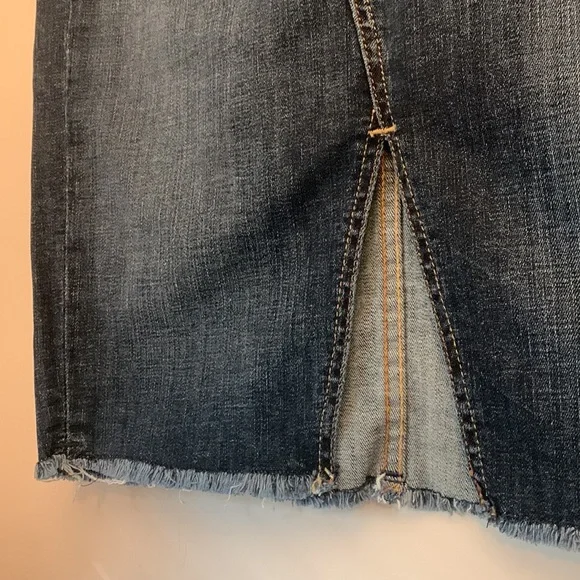 Ariat Denim Goldie High Rise Midi Jean Skirt w/ Slit - Picture 5 of 12